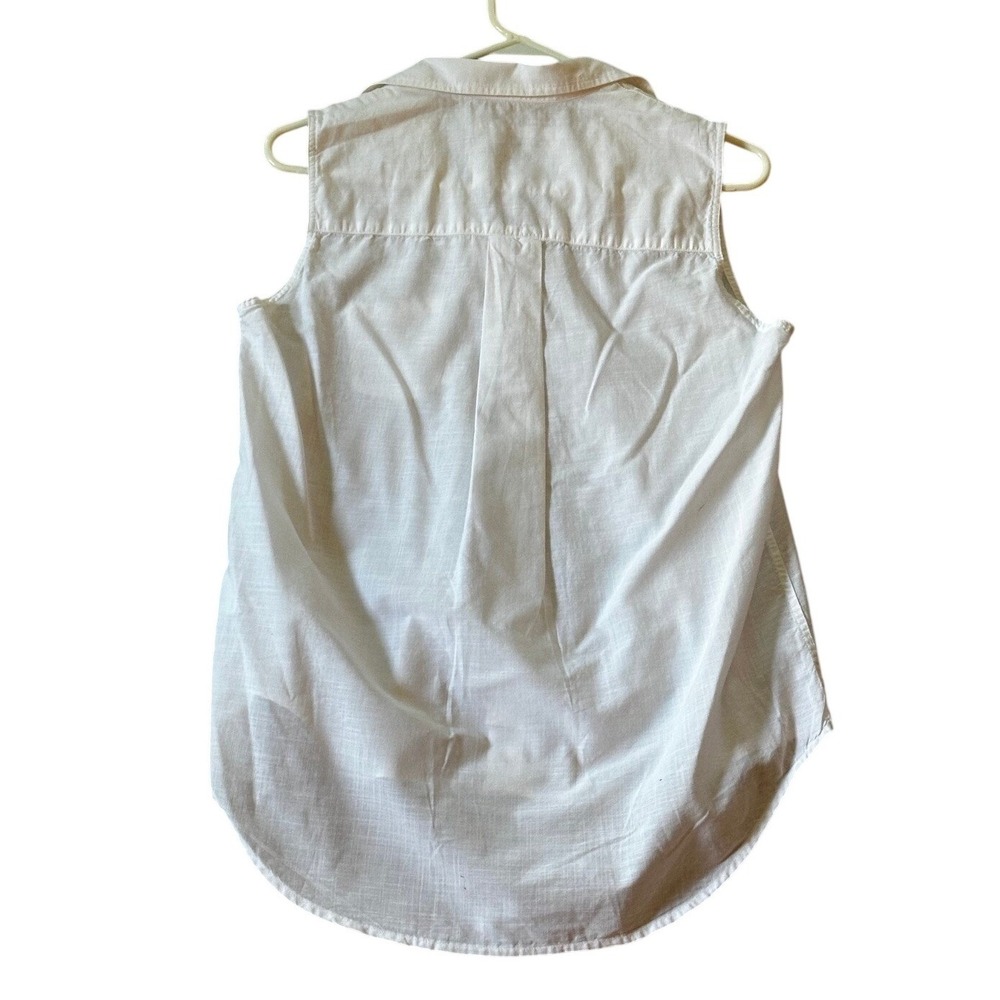 Frank & Eileen White Cotton Fiona Sleeveless Button Up Shirt Women's XS - Picture 3 of 5